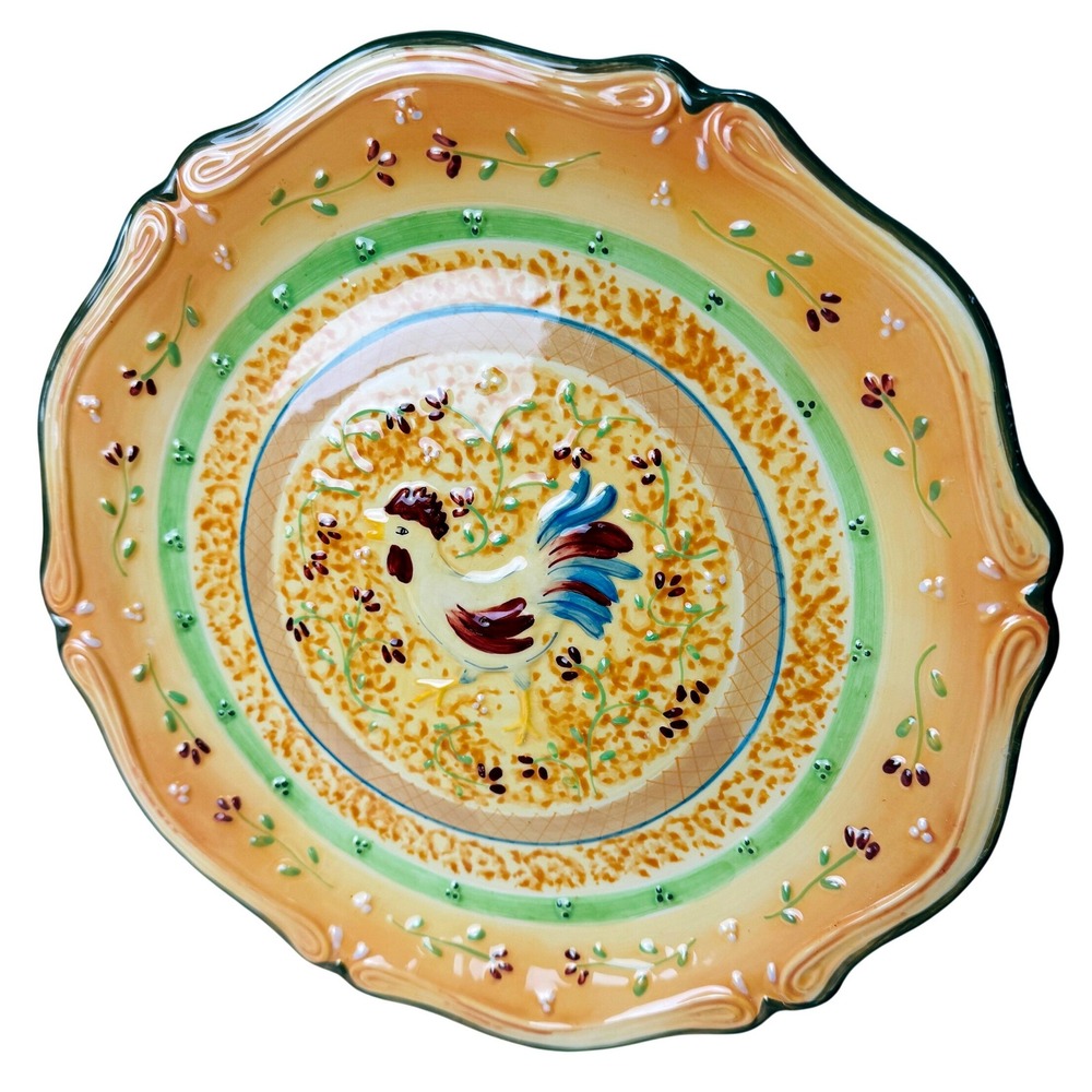 Bella Casa by Ganz Rooster Ceramic Plate‎ Scalloped Cottage 11" Farmhouse Decor - Picture 2 of 7